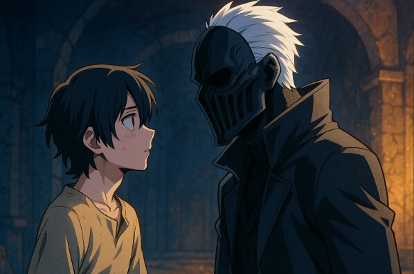 オールフォーワンと弟与一が対峙するアニメ風イラスト