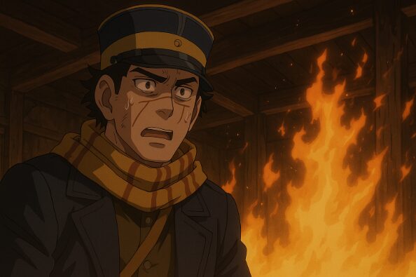 制作現場の混乱や悲しみを象徴するアニメ調の落ち着いた雰囲気の制作現場風景のイラスト