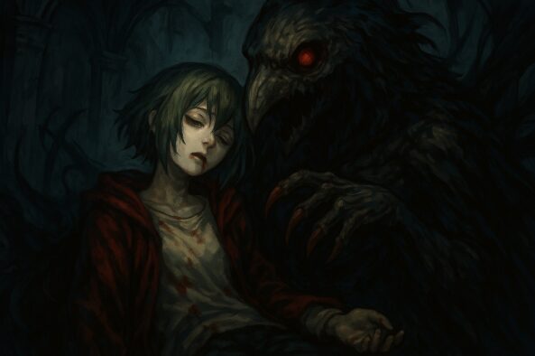 東京喰種のエトが死亡に至るまでの運命を象徴する暗く幻想的なイラスト