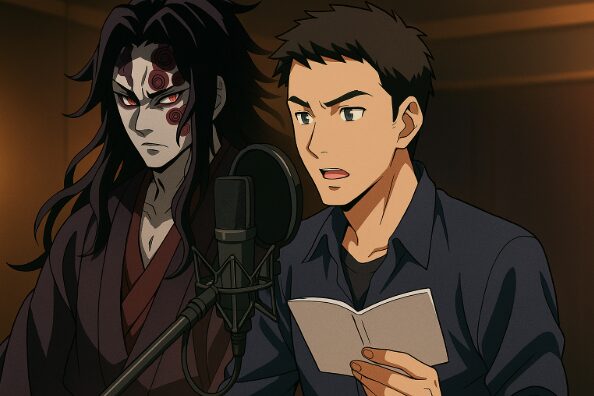 黒死牟を演じる声優と感情表現をイメージしたアニメ風キャラクター描写