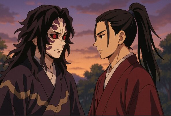 双子の兄弟である黒死牟と縁壱の幼少期を描いたアニメイラスト